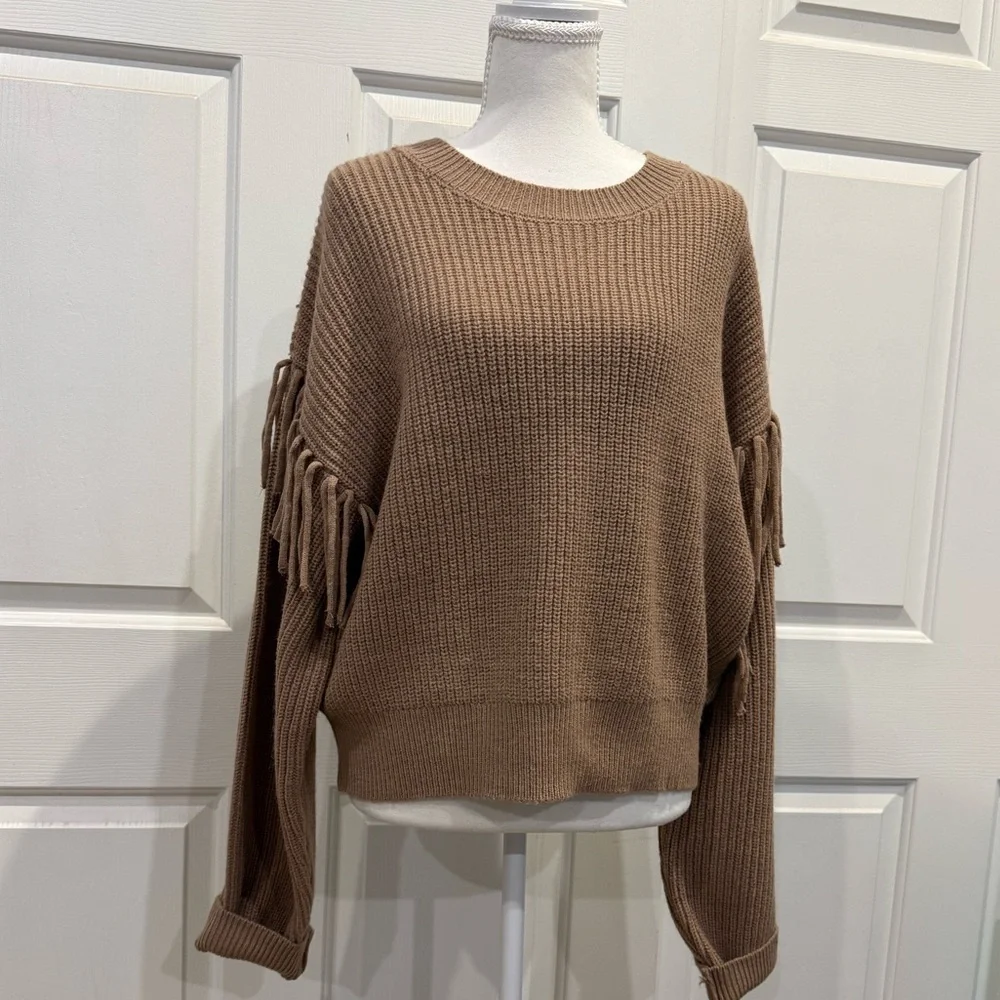 NWT Z Supply Sweater On The Fringe XL Campfire Brown Fringe Knit Pullover NWT - Picture 2 of 10